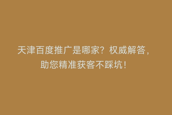 天津百度推广是哪家？权威解答，助您精准获客不踩坑！