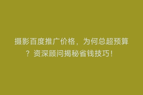 摄影百度推广价格，为何总超预算？资深顾问揭秘省钱技巧！