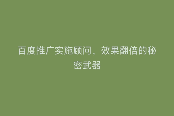 百度推广实施顾问，效果翻倍的秘密武器