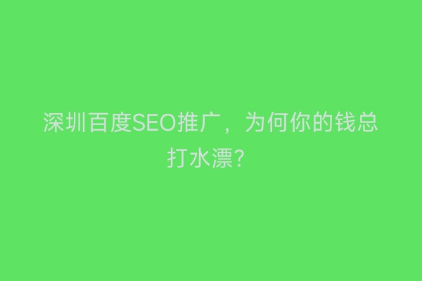 深圳百度SEO推广，为何你的钱总打水漂？