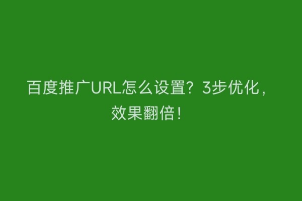 百度推广URL怎么设置？3步优化，效果翻倍！