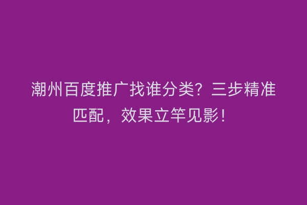 潮州百度推广找谁分类？三步精准匹配，效果立竿见影！