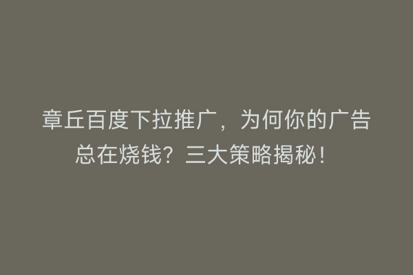 章丘百度下拉推广，为何你的广告总在烧钱？三大策略揭秘！