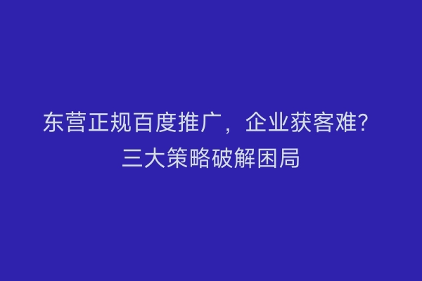 东营正规百度推广，企业获客难？三大策略破解困局