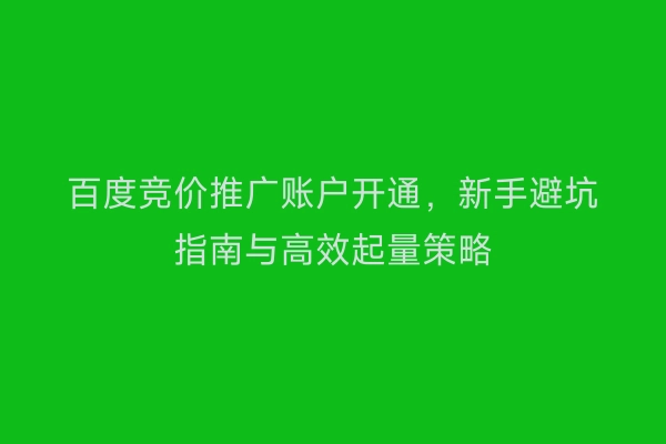 百度竞价推广账户开通，新手避坑指南与高效起量策略