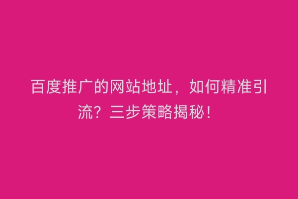 百度推广的网站地址，如何精准引流？三步策略揭秘！