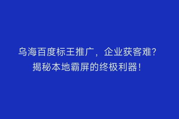 乌海百度标王推广，企业获客难？揭秘本地霸屏的终极利器！