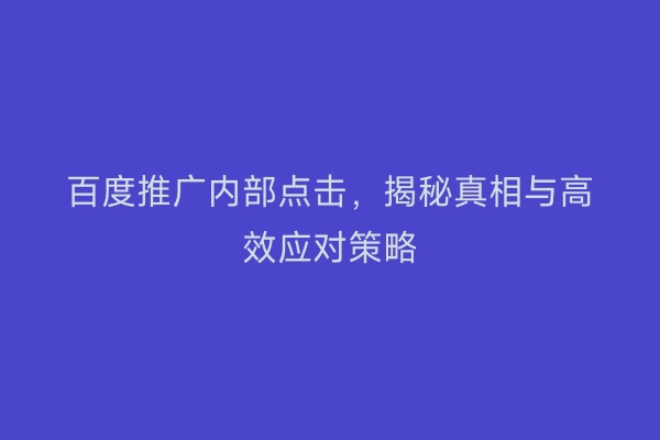 百度推广内部点击，揭秘真相与高效应对策略