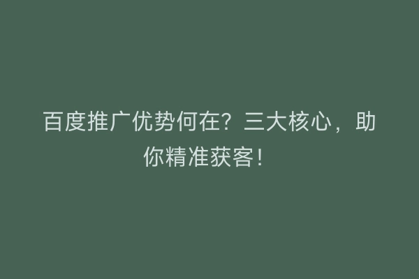 百度推广优势何在?三大核心,助你精准获客!