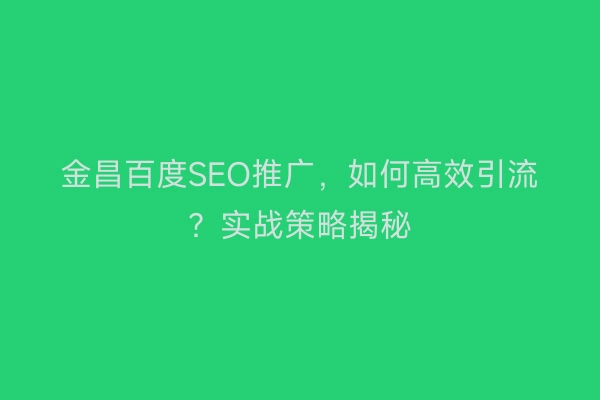 金昌百度SEO推广，如何高效引流？实战策略揭秘