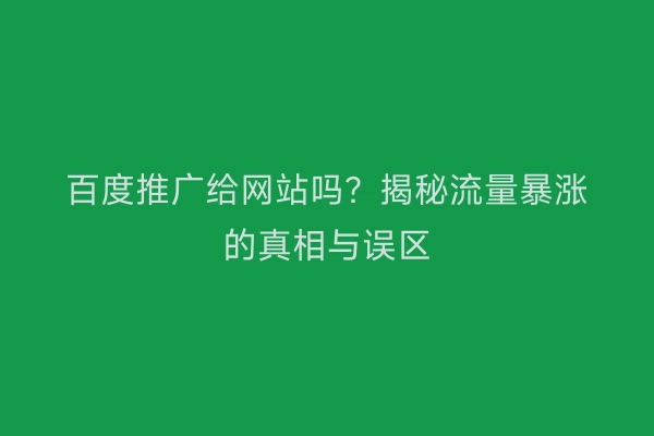 百度推广给网站吗？揭秘流量暴涨的真相与误区