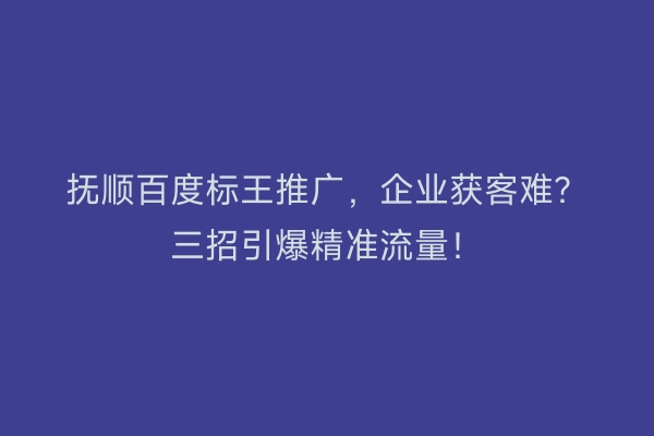 抚顺百度标王推广，企业获客难？三招引爆精准流量！