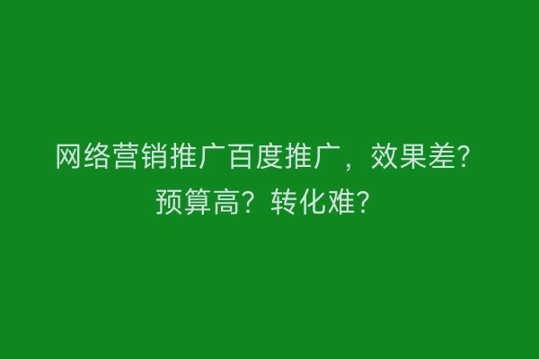 网络营销推广百度推广，效果差？预算高？转化难？