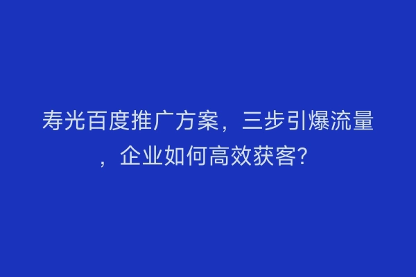 寿光百度推广方案，三步引爆流量，企业如何高效获客？