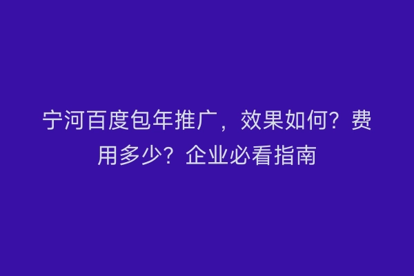 宁河百度包年推广，效果如何？费用多少？企业必看指南