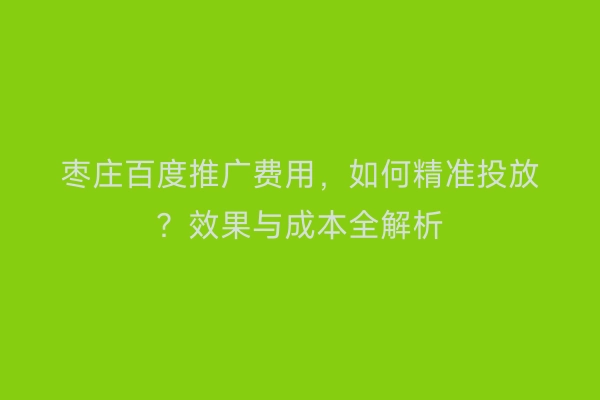 枣庄百度推广费用，如何精准投放？效果与成本全解析