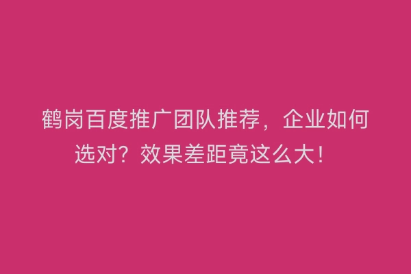 鹤岗百度推广团队推荐，企业如何选对？效果差距竟这么大！