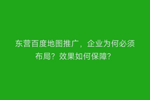 东营百度地图推广，企业为何必须布局？效果如何保障？