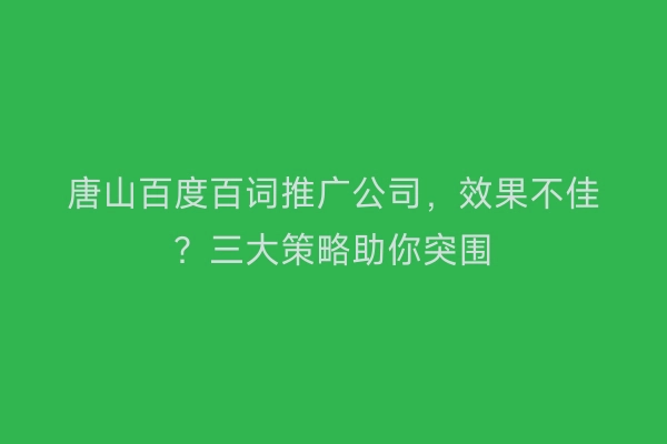 唐山百度百词推广公司，效果不佳？三大策略助你突围