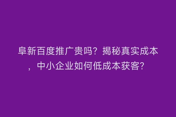阜新百度推广贵吗？揭秘真实成本，中小企业如何低成本获客？