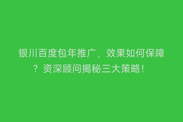 银川百度包年推广，效果如何保障？资深顾问揭秘三大策略！