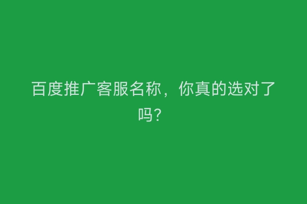 百度推广客服名称，你真的选对了吗？