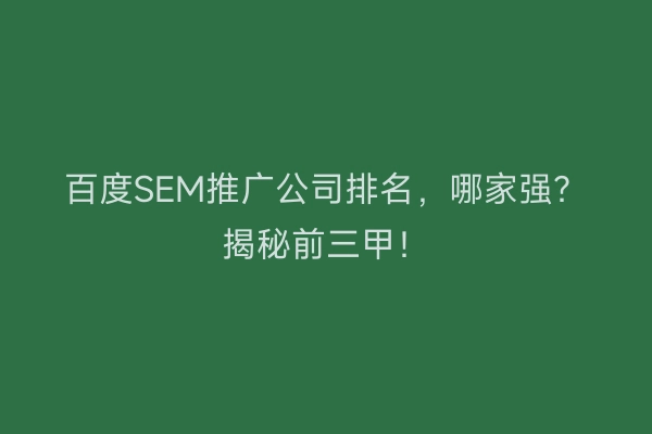 百度SEM推广公司排名,哪家强?揭秘前三甲!
