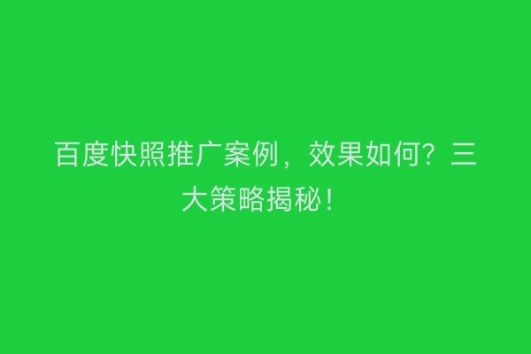百度快照推广案例，效果如何？三大策略揭秘！