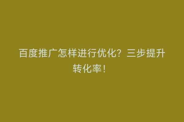 百度推广怎样进行优化？三步提升转化率！
