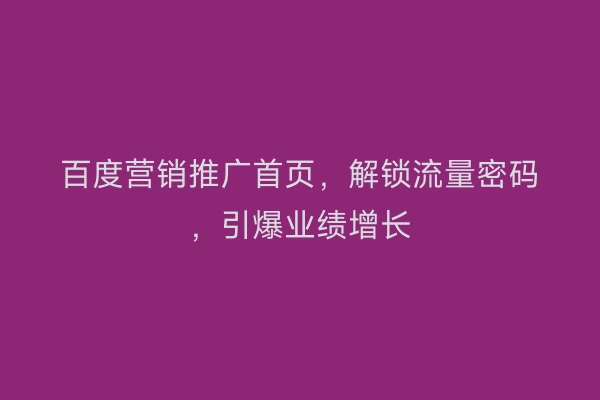 百度营销推广首页，解锁流量密码，引爆业绩增长