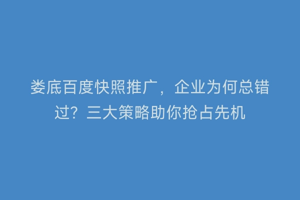 娄底百度快照推广，企业为何总错过？三大策略助你抢占先机