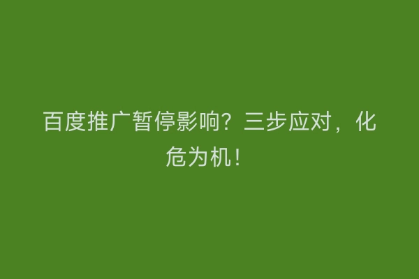 百度推广暂停影响？三步应对，化危为机！