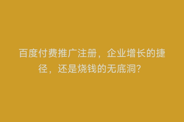 百度付费推广注册，企业增长的捷径，还是烧钱的无底洞？