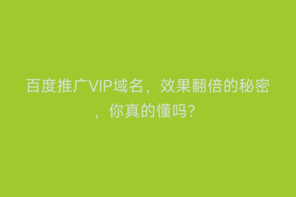百度推广VIP域名，效果翻倍的秘密，你真的懂吗？