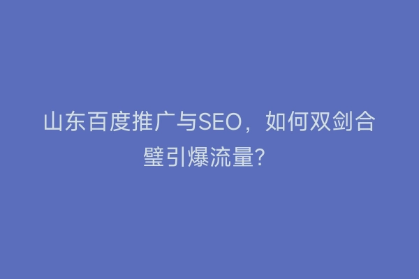 山东百度推广与SEO，如何双剑合璧引爆流量？