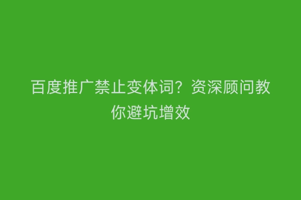 百度推广禁止变体词？资深顾问教你避坑增效