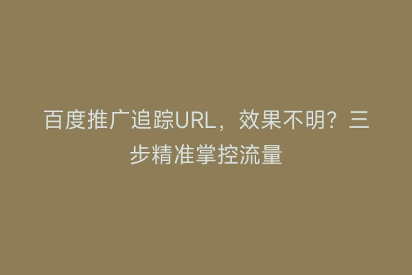 百度推广追踪URL，效果不明？三步精准掌控流量