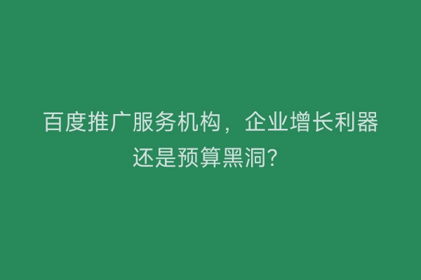 百度推广服务机构，企业增长利器还是预算黑洞？