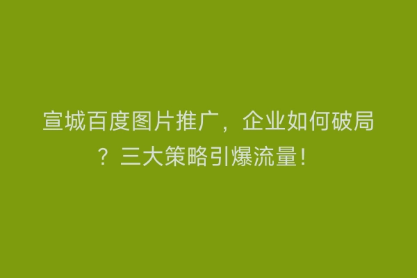 宣城百度图片推广,企业如何破局?三大策略引爆流量!