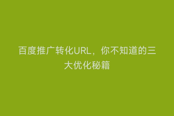 百度推广转化URL，你不知道的三大优化秘籍