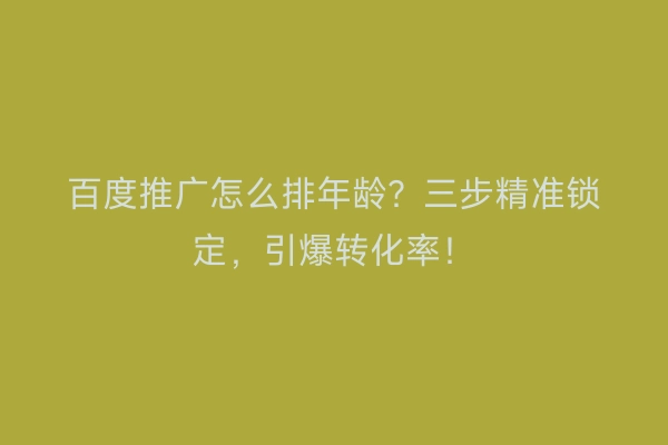 百度推广怎么排年龄？三步精准锁定，引爆转化率！