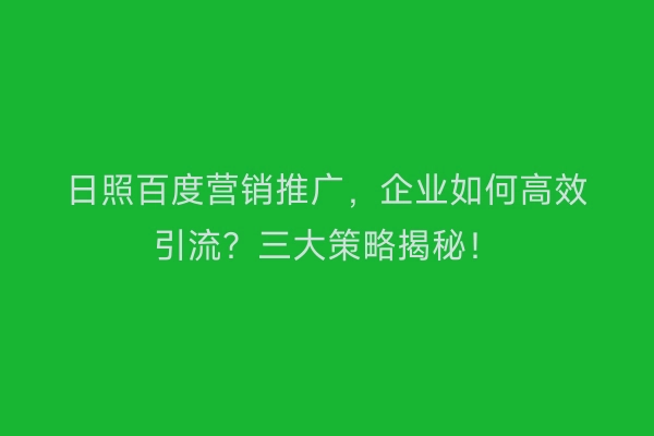 日照百度营销推广，企业如何高效引流？三大策略揭秘！