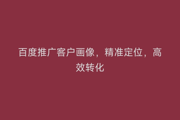 百度推广客户画像，精准定位，高效转化